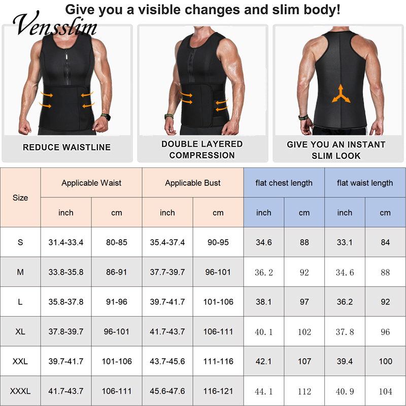 Men Neoprene Sauna Zipper Wais - Crossfit Weight Vest avaliação e preço