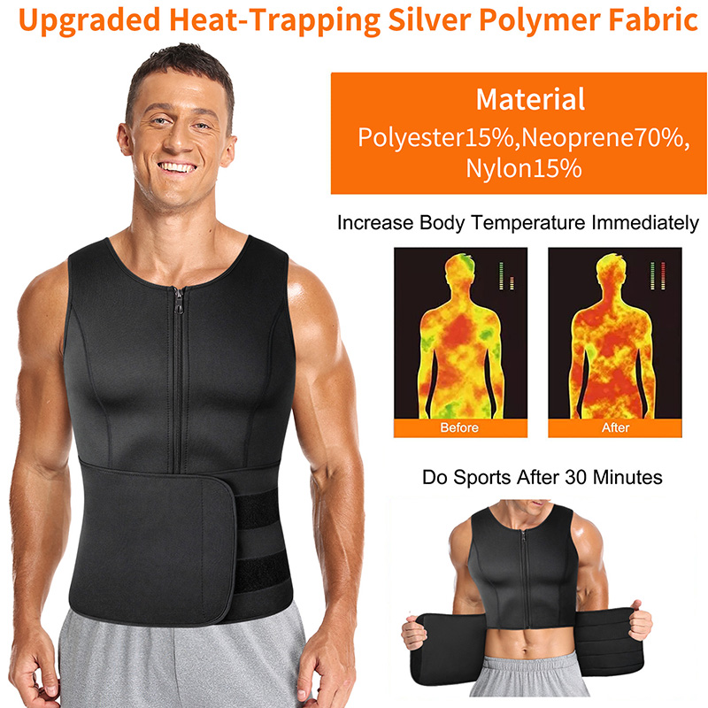 Men Neoprene Sauna Zipper Wais - Crossfit Weight Vest avaliação e preço
